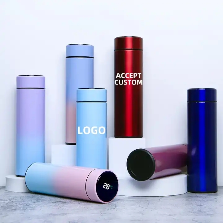 Customized 304 Stainless Steel Thermos Bottle Portable Double Wall Sealed Vacuum Flasks Led Digital Display Smart Water Bottle KW-17