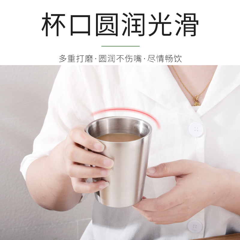 韩式304不锈钢双层隔热水杯啤酒杯咖啡杯儿童口杯礼品定制logoYL-10