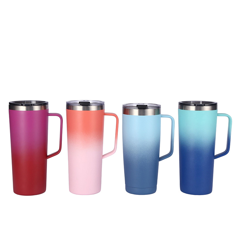 New household 304 stainless steel thermos cup with handle beer cup outdoor gradient color large capacity water cup customized HC-52