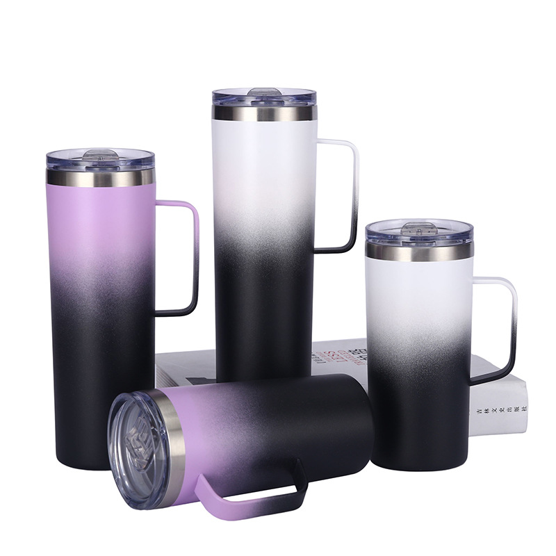 304 stainless steel vacuum cup 20oz car handle Car Cup Gradient color large capacity water cup custom HC-46