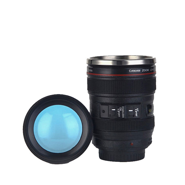 Creative camera lens Glass cup camera lens cup Six generation black and white stainless steel coffee cup AU-28