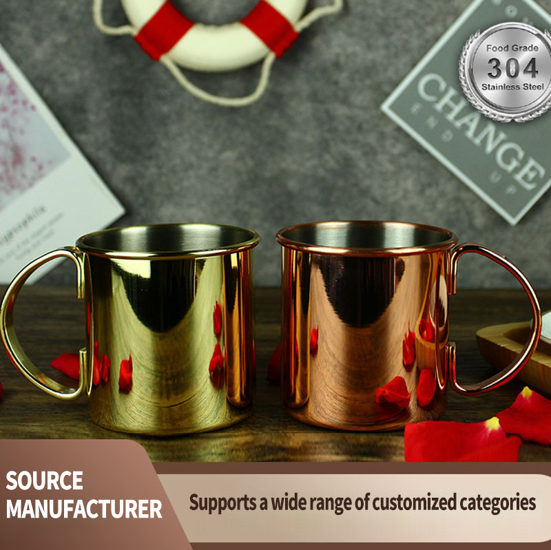 Cocktail 304 stainless steel mug Metal wine glass rolled edge copper cup Moscow Mule Cup Bar Beer LGD-34