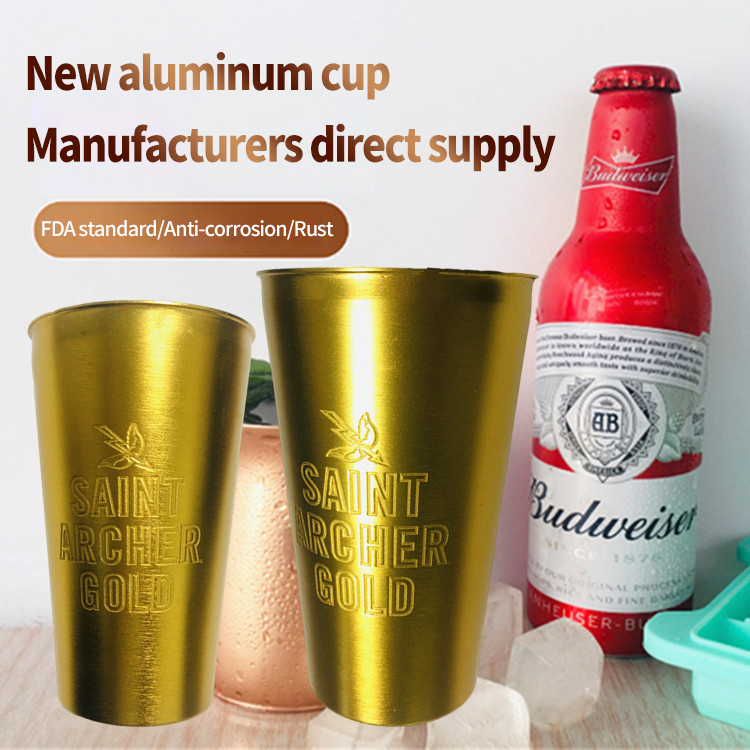 New creative etched rolled edge aluminum alloy beer glass cocktail cup coffee Cola cup manufacturers to figure processing YLK-12