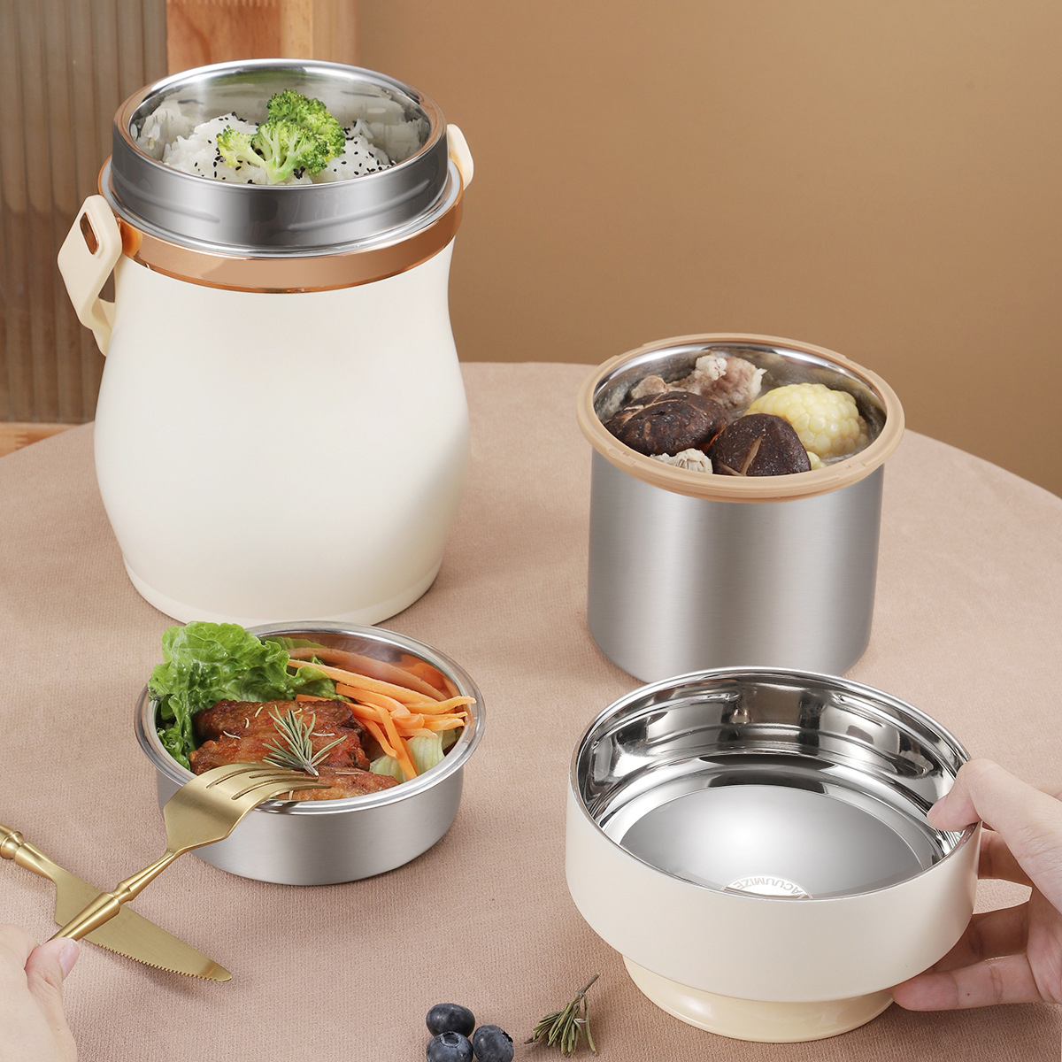 304 stainless steel insulated pot vacuum braised lunch box layered insulated bucket bento box Office workers will carry the pot DC-132
