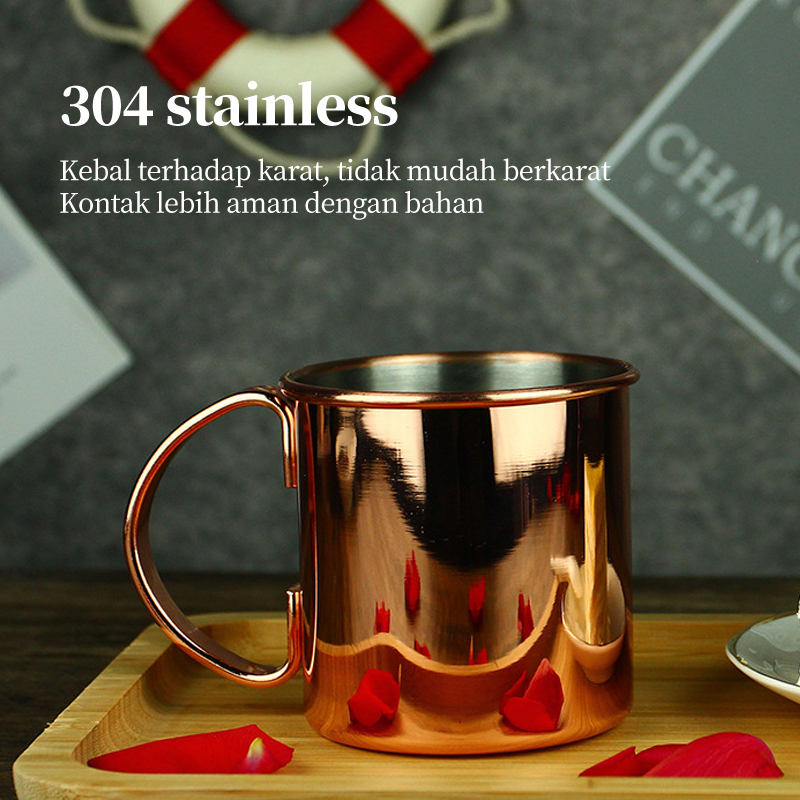 304 stainless steel mug, gelas logam