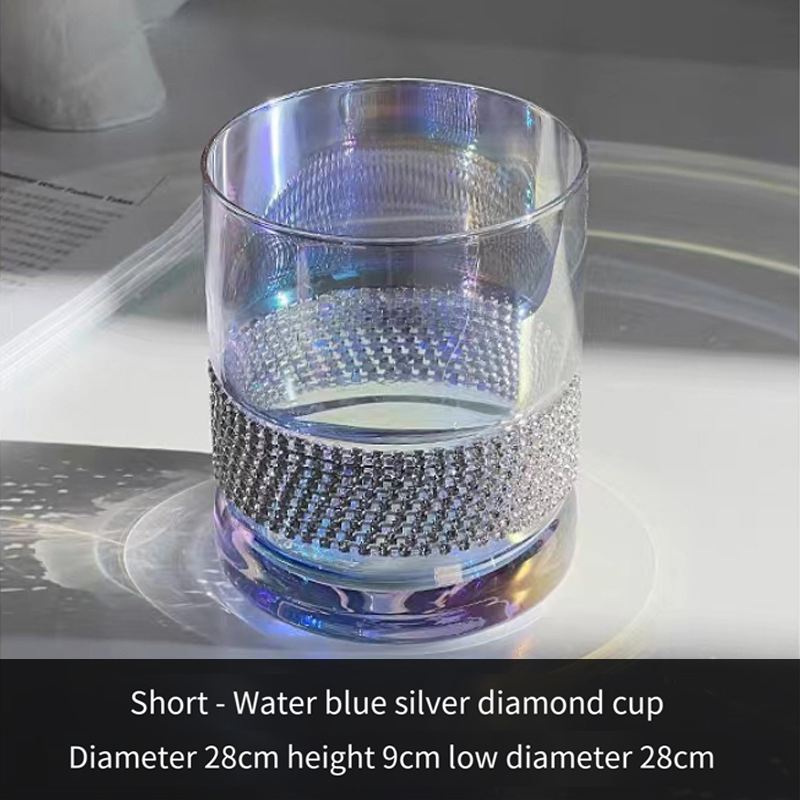 Glass glass with chain water glass inlaid with diamond wrapped diamond Premium drinking glass Fairy glass Whiskey glass Glass YZY-28