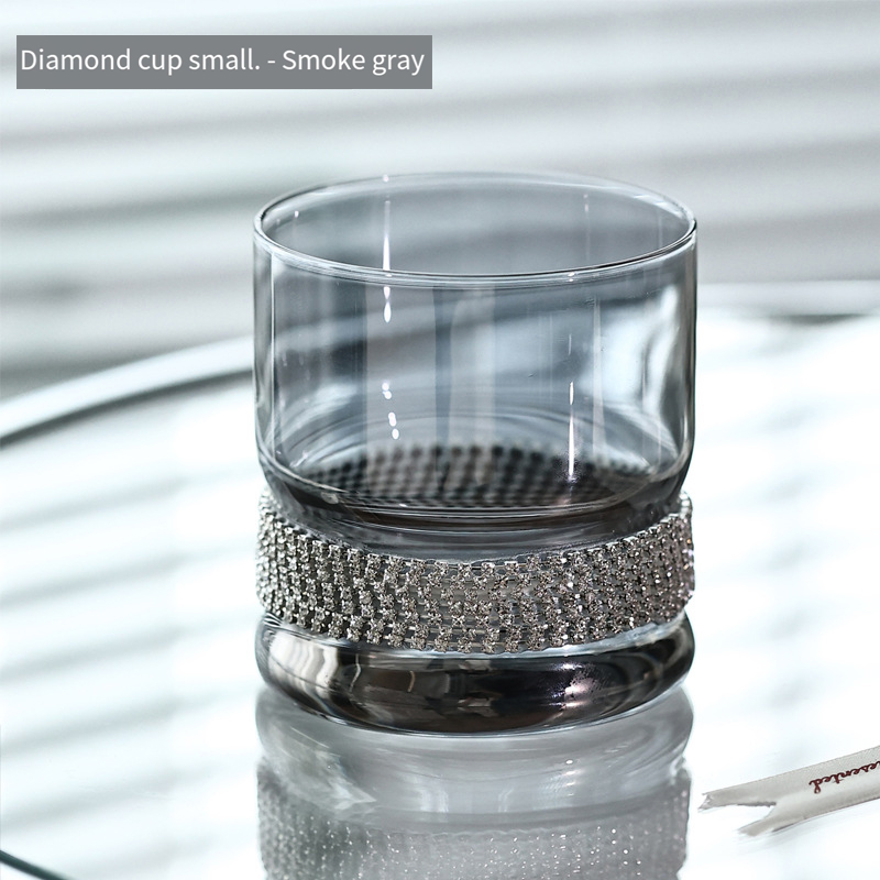 Glass glass with chain water glass inlaid with diamond wrapped diamond Premium drinking glass Fairy glass Whiskey glass Glass YZY-28