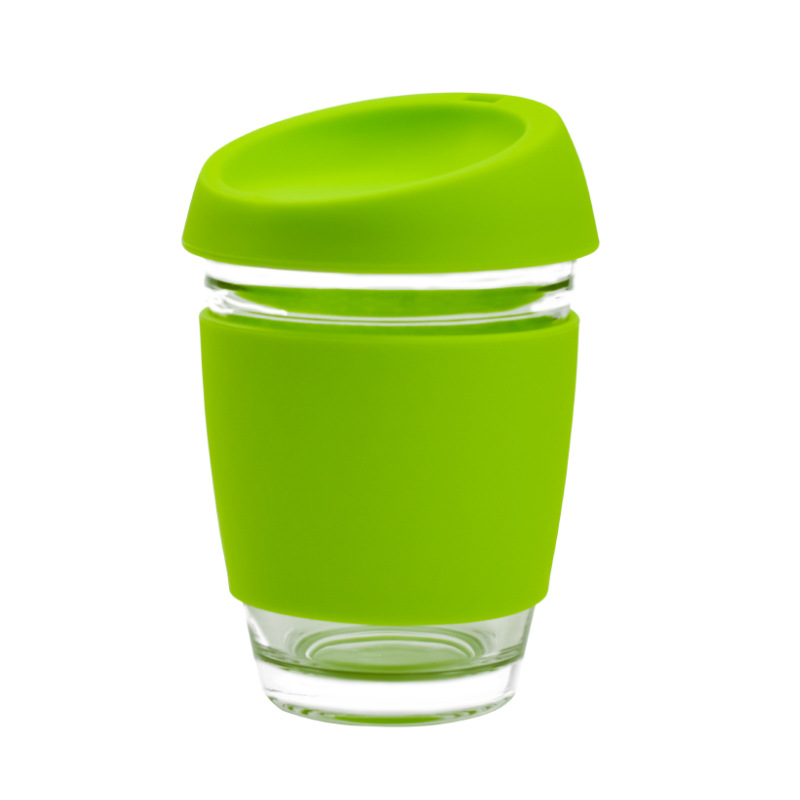 Business Gift Glass coffee cup Gaopeng glass coffee cup Travel cup Silicone cork glass with lid water cup LD-17