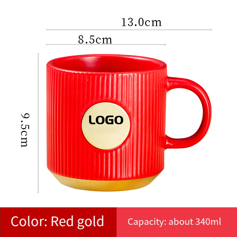 Ceramic mug custom LOGO senior stripe copper seal to map DIY office coffee  Gift box set RQ-21.6