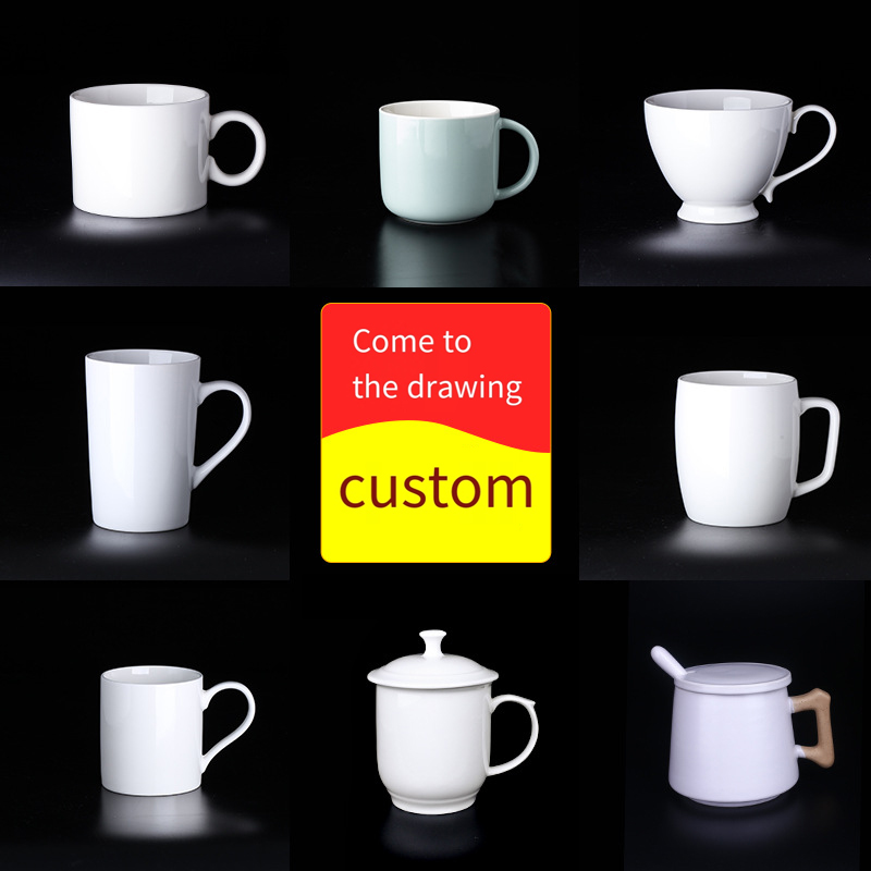 Ceramic cup with hand printing wholesale personality creative advertising cup mug custom LOGO  Gift cup customized RQ-19.6