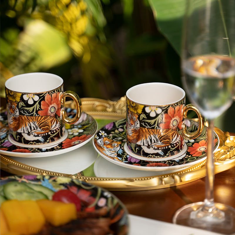 فنجان شاي بعد الظهر من السيراميك الفاخر الاوروبي، مجموعة اسطوانات القهوة البريطانية YC-498/1162