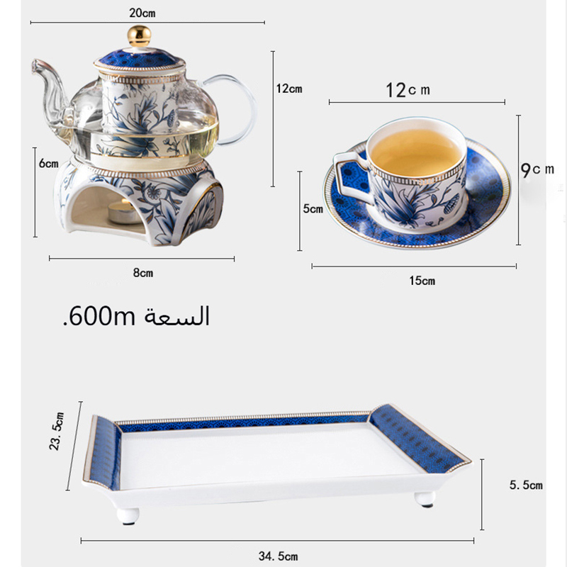 مجموعة أبريق الشاي الإنكليزي/طقم شاي السيراميك مع ترشيح شمعة وتسخين القاعدة YC-96/842