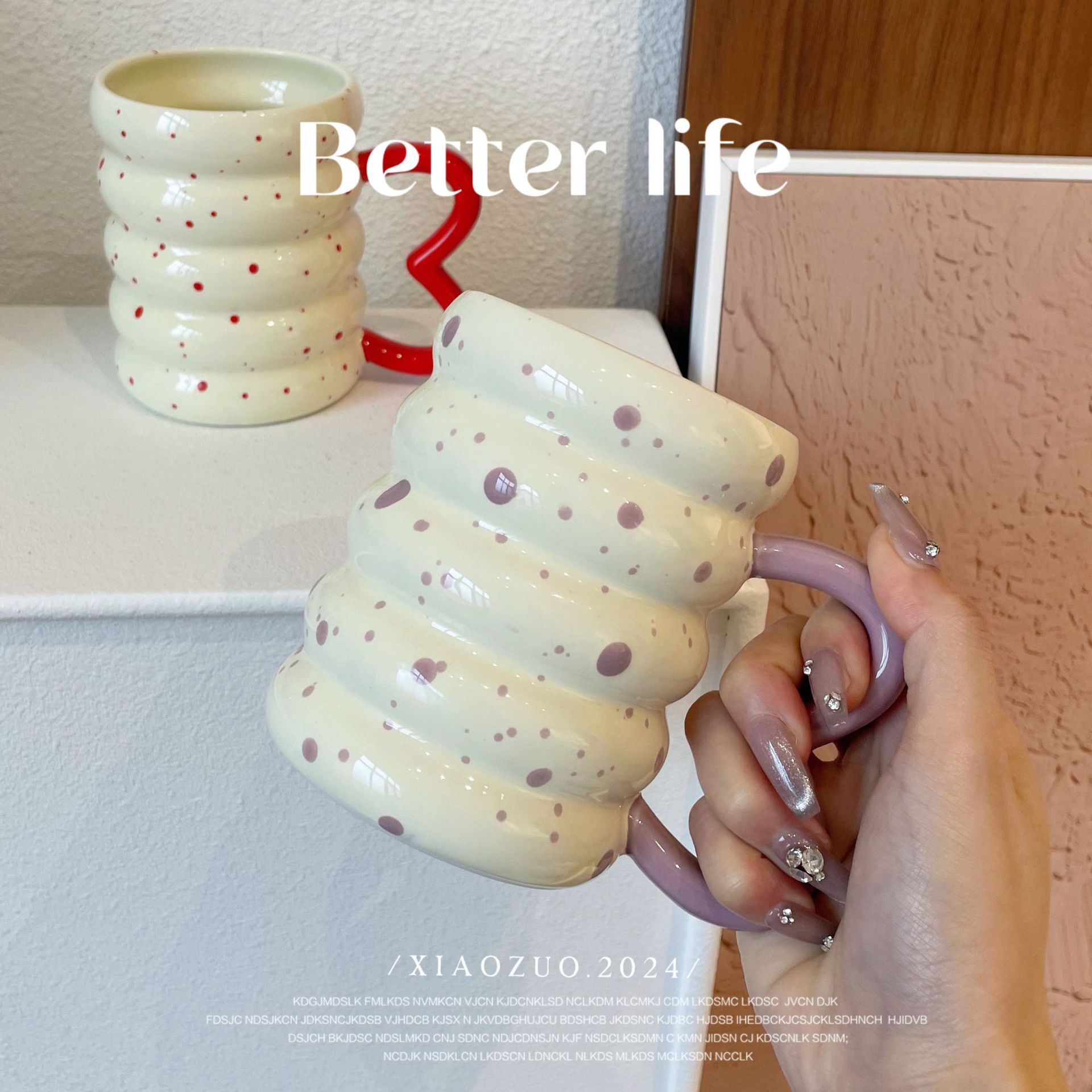 Ins Doughnut Speckled Ceramic Mug Female Drinking Cup Design Sense Cup Fat Cup Aesthetic Creative Cup