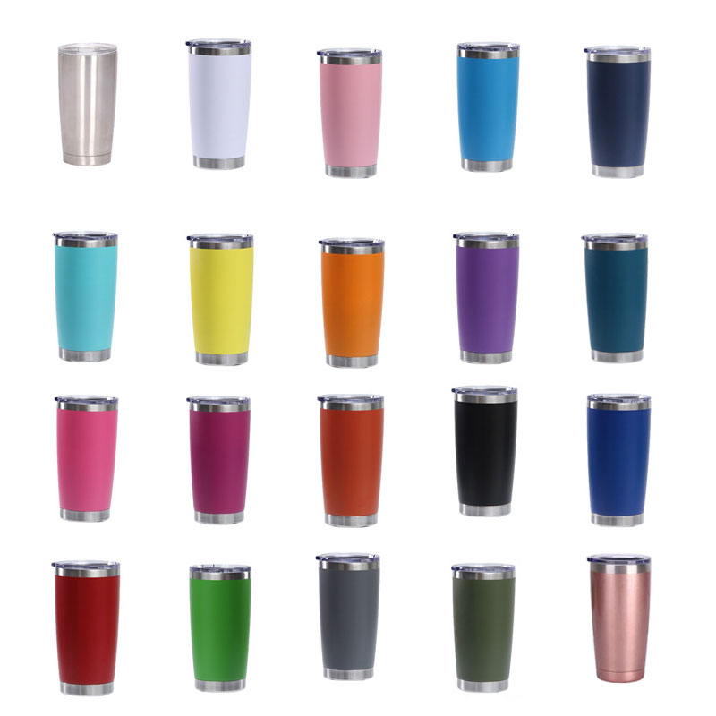 Custom 20oz double wall Vacuum Insulated Car Cup powder coated tumbler vacuum cup Thermal stainless steel coffee mug with lid  TY33