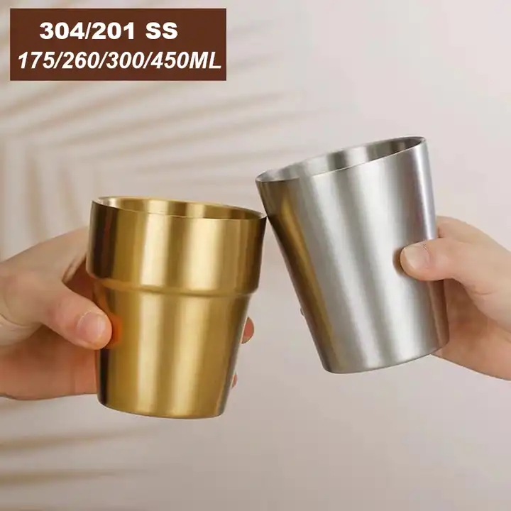 Mug Stainless Steel Drinking Cups Coffee Tea Stackable Metal Pint Cup For Cold Beer Wine YL-11