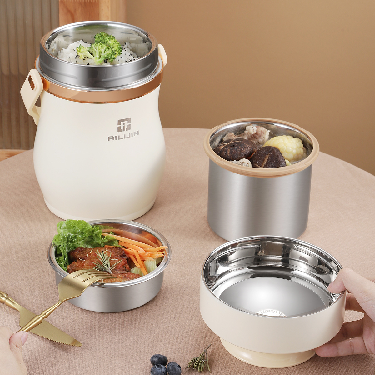 Nồi giữ nhiệt inox 304, hộp cơm hầm, hộp