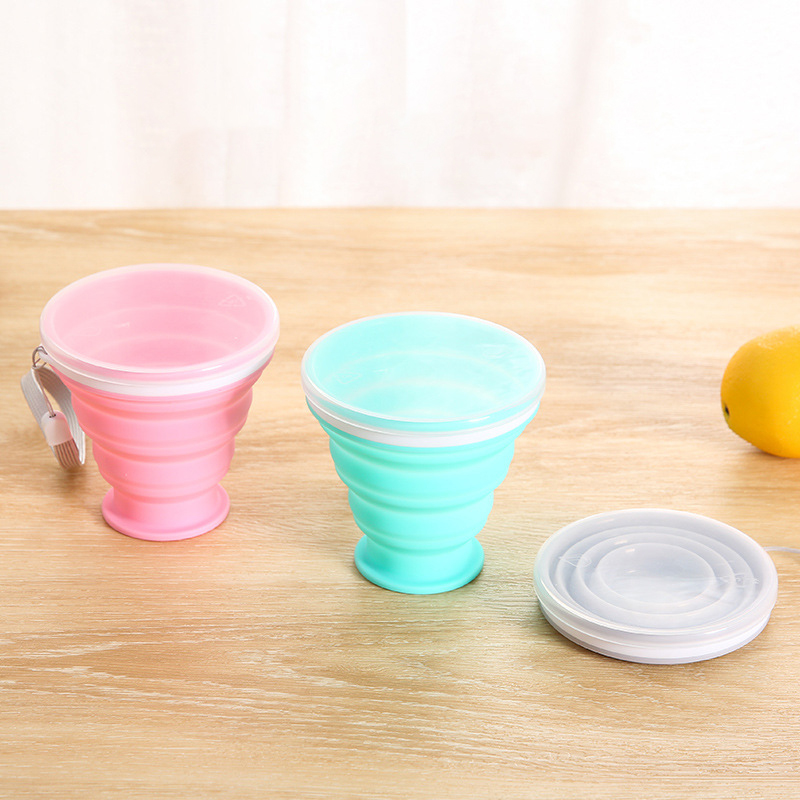 Spot silicone folding handy cup 200ml net red pocket water cup telescopic portable outdoor camping gargle cup QH-8