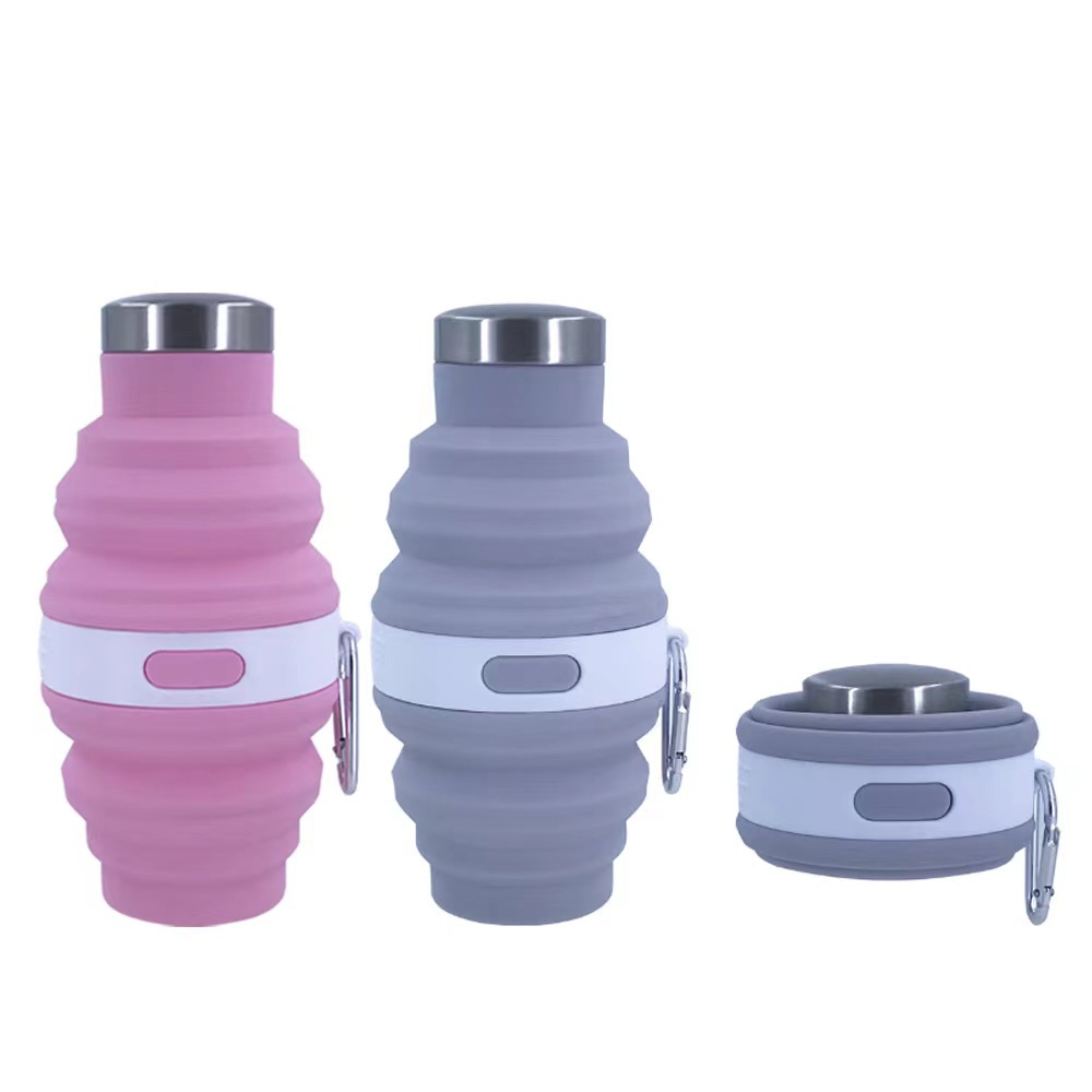 Silicone folding kettle 475ml outdoor sports retractable portable water bottle New cross-border travel gift cup QH-26