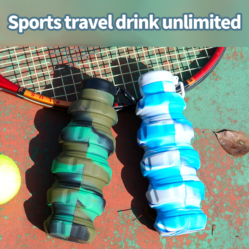 New silicone grenade folding kettle Creative retractable outdoor sports portable water bottle cross-border cup QH-28