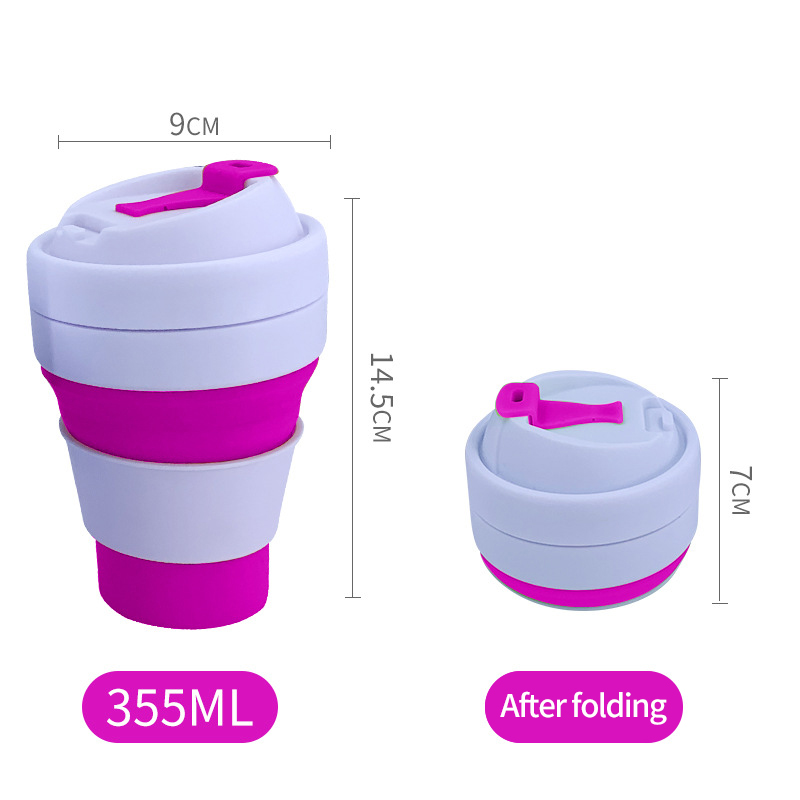 Platinum silicone folding telescopic cup outdoor kettle factory direct custom logo sticker gift silicone cup QH-20