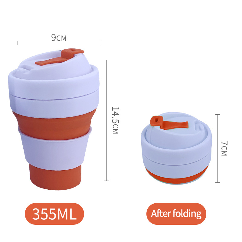 Platinum silicone folding telescopic cup outdoor kettle factory direct custom logo sticker gift silicone cup QH-20