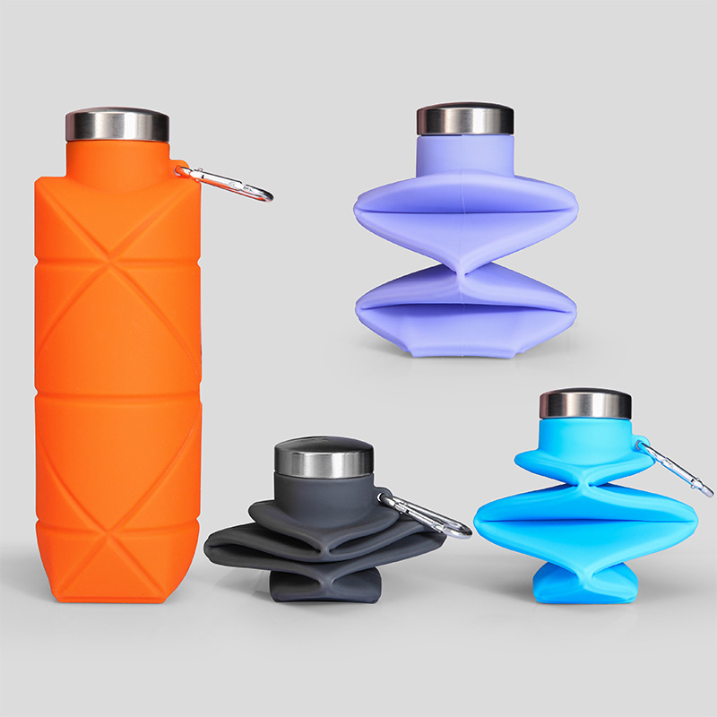 Platinum silicone diamond folding Cup 700ml outdoor sports water bottle Cross-border pocket portable kettle QH-28