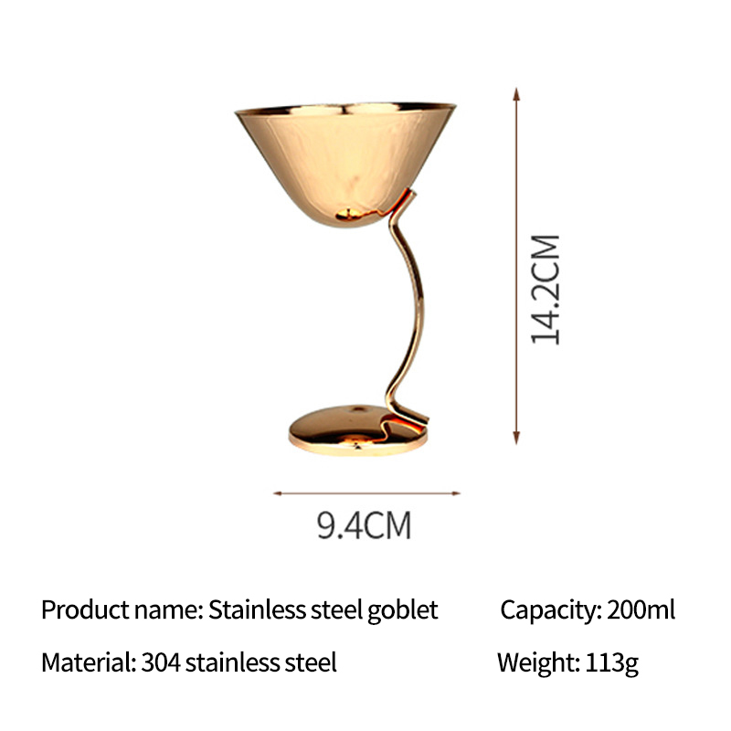 304 stainless steel tall glass creative metal triangle cup curved foot cup bar KTV cocktail cup wholesale LGD-40