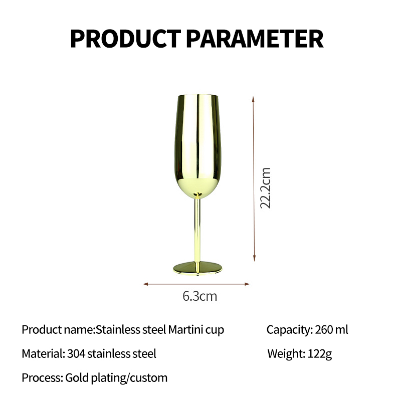 304 stainless steel cocktail glass Red wine glass Champagne glass Metal goblet Bar wine glass LGD-40