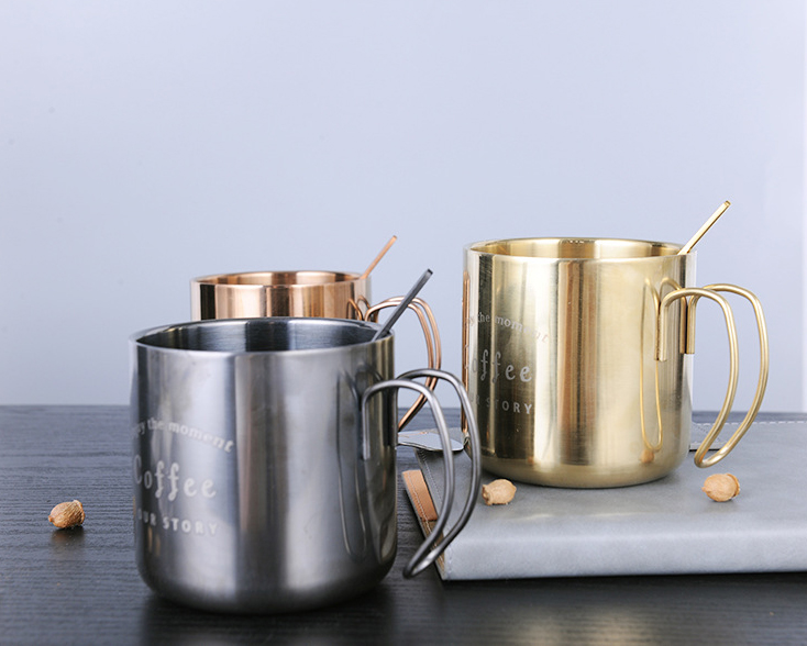 Stainless steel coffee cup Stainless steel water cup Milk cup stainless steel coffee cup rose gold coffee cup FLK-40