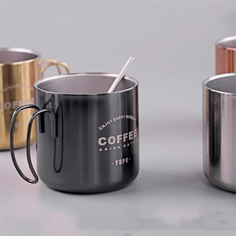 Stainless steel coffee cup Stainless steel water cup Milk cup stainless steel coffee cup rose gold coffee cup FLK-40