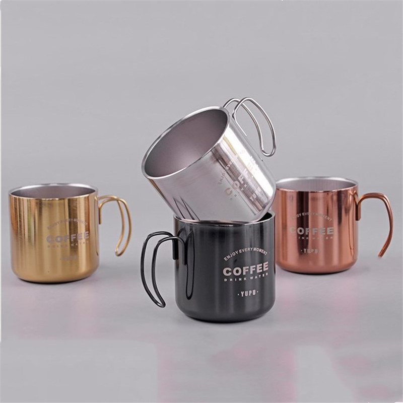 Stainless steel coffee cup Stainless steel water cup Milk cup stainless steel coffee cup rose gold coffee cup FLK-40