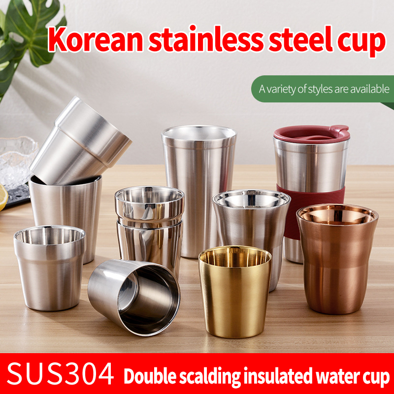 Korean 304 stainless steel double-layer insulated water cup beer cup coffee cup children's cup gift customization logoYL-10