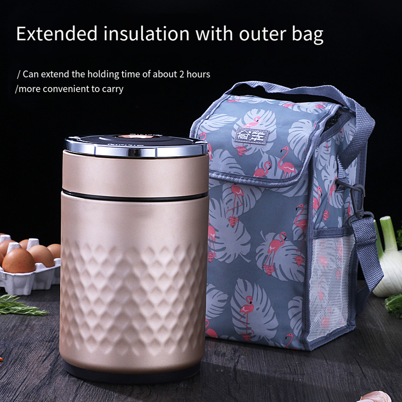 304 stainless steel vacuum insulated lunch box Office workers large capacity multi-layer insulated bucket students lunch box pot DC-198