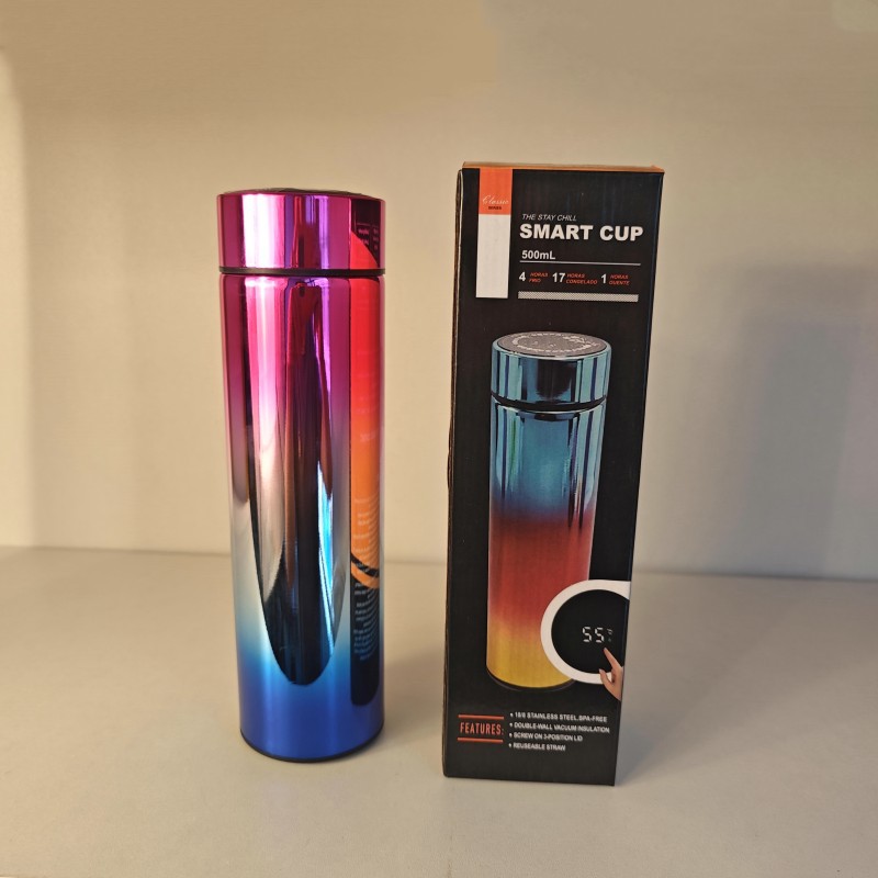 UV elektroplating 304 baja stainless steel intelligent tempera ture measurement and insulation cup electroplating gradient color straight cup body business tea making water  YJ-22