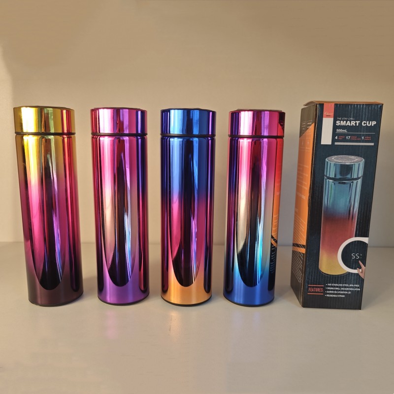 UV elektroplating 304 baja stainless steel intelligent tempera ture measurement and insulation cup electroplating gradient color straight cup body business tea making water  YJ-22