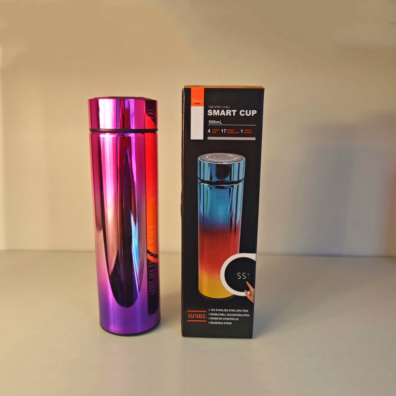 UV elektroplating 304 baja stainless steel intelligent tempera ture measurement and insulation cup electroplating gradient color straight cup body business tea making water  YJ-22
