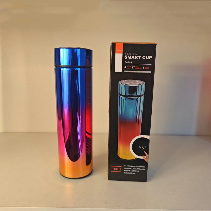 UV elektroplating 304 baja stainless steel intelligent tempera ture measurement and insulation cup electroplating gradient color straight cup body business tea making water  YJ-22