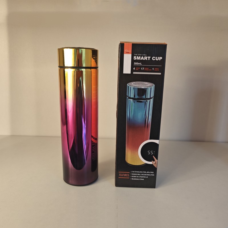 UV elektroplating 304 baja stainless steel intelligent tempera ture measurement and insulation cup electroplating gradient color straight cup body business tea making water  YJ-22