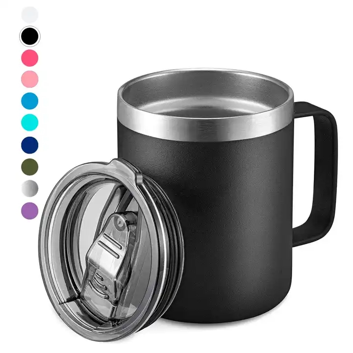 12 oz 14 oz нержавеющий сталь изогнутый вакуумный пользователь логотип термокружка кофе кеминг путешествие кофе кружка tumbler с ручкой и крышкой KY-36