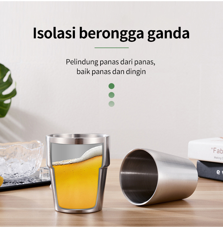 Kaca penyekat ganda dari baja tahan karat korea, gelas bir, cangkir kopi, cangkir anak-anak, dan logo pemberian YL-10