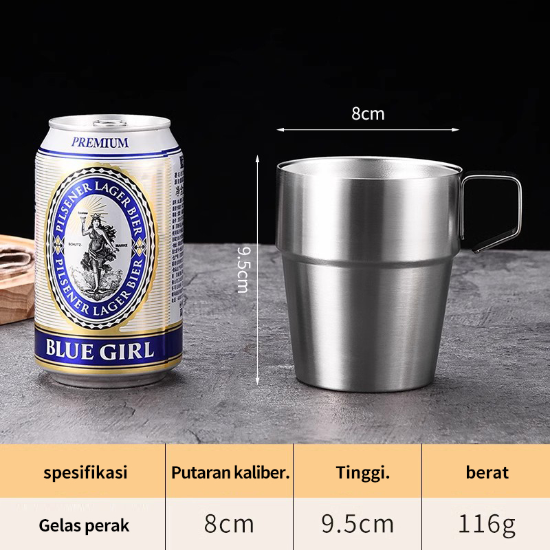 Sebuah perkemahan di luar kamar 304, glassless, dan dobel cangkir 4 di 4 runcingan, dengan gagang kopi cangkir isolasi panas YL-20