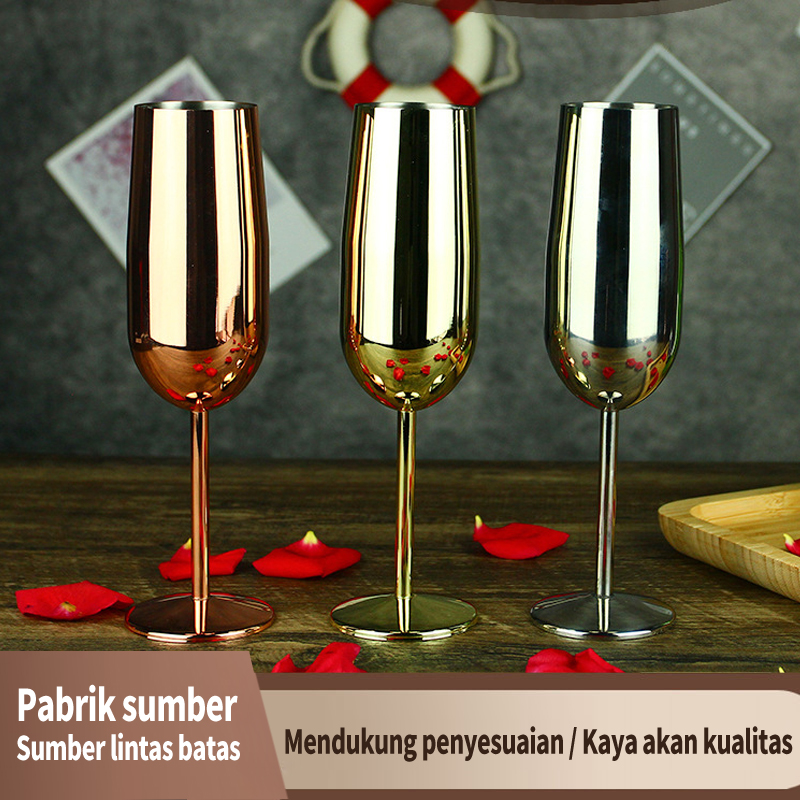 Gelas anggur merah stainless, gelas sampanye