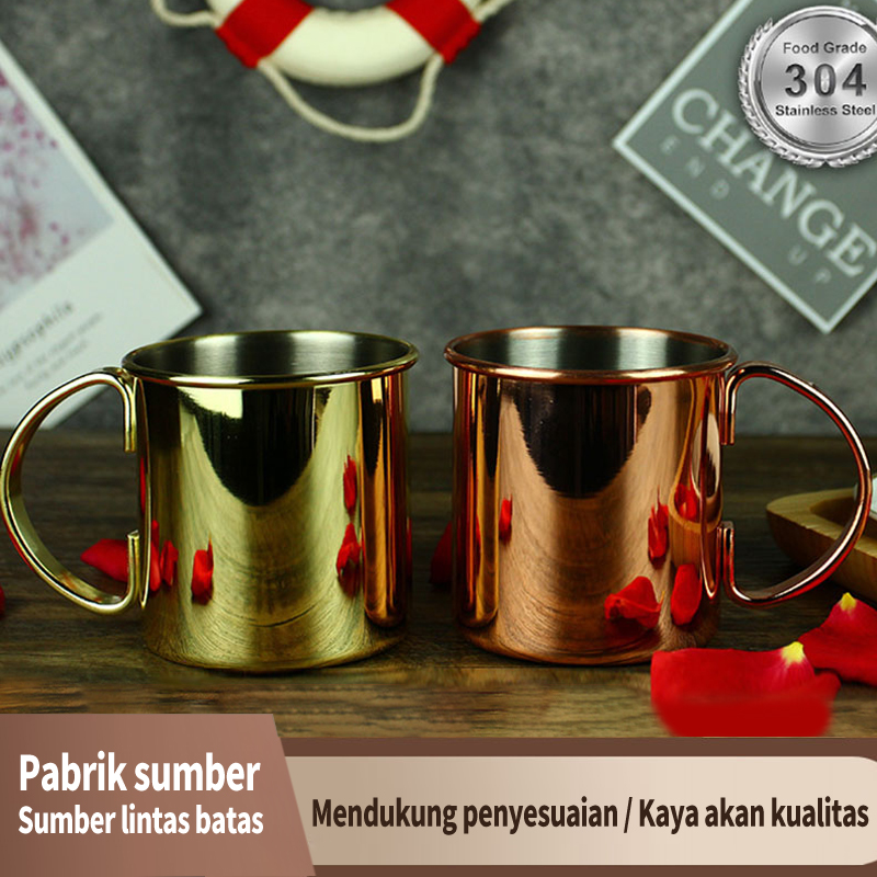 304 stainless steel mug, gelas logam