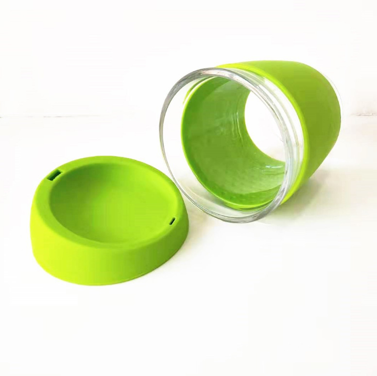 Large capacity 480ml glass water cup straight anti-slip and anti-drop tea cup high borosilicate silicone glass LD-20