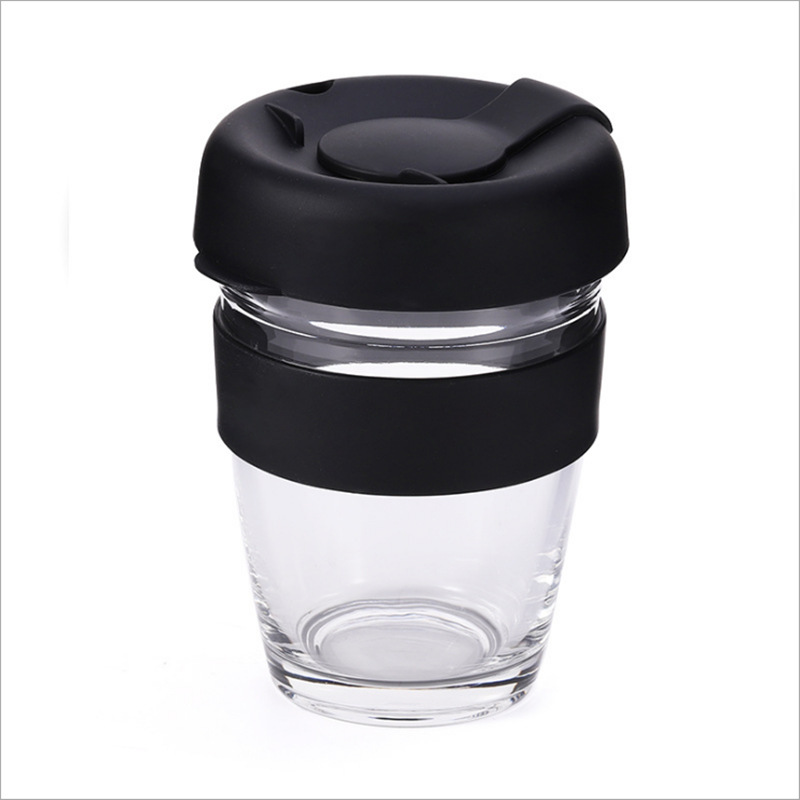 Silicone glass coffee cup Silicone cover cork cover anti-scalding high appearance level portable cup straight drink coffee cup LD-19