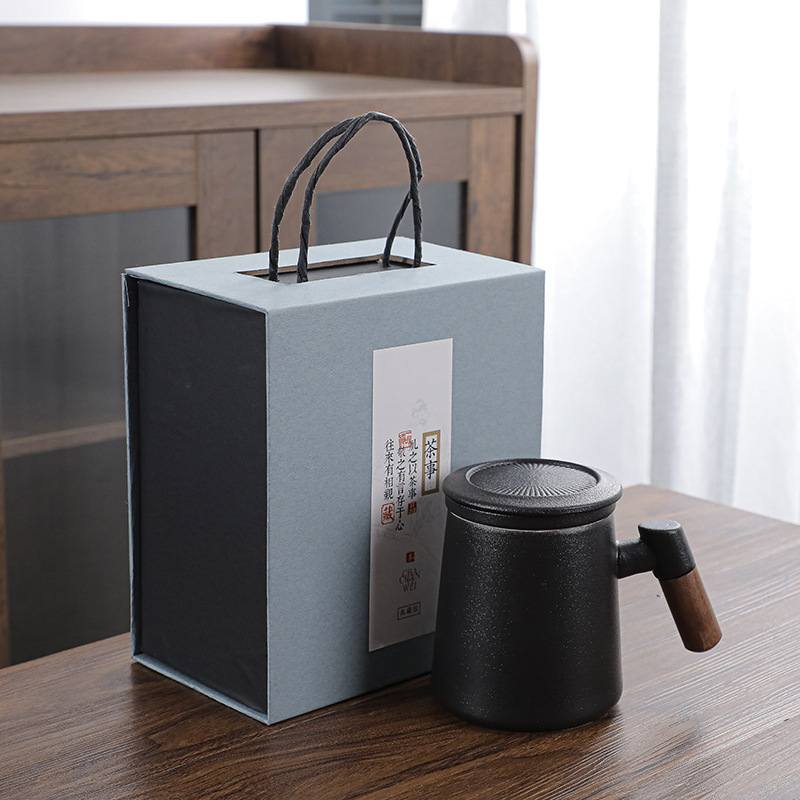 Mug Large capacity office water cup teacup tea separation cup Ceramic with cover personal engraved logo YC-39