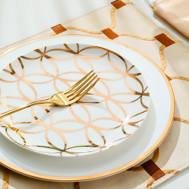Tableware set Set Table Bone China Western plate Restaurant Steak plate placemat Red wine glass ceramic tableware BS-62