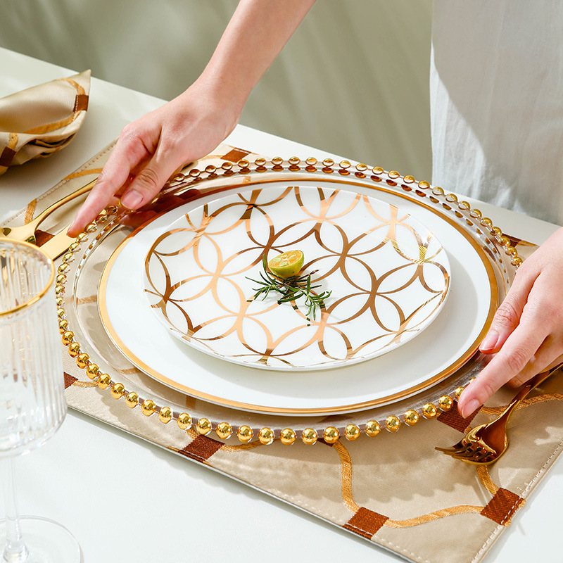Tableware set Set Table Bone China Western plate Restaurant Steak plate placemat Red wine glass ceramic tableware BS-62