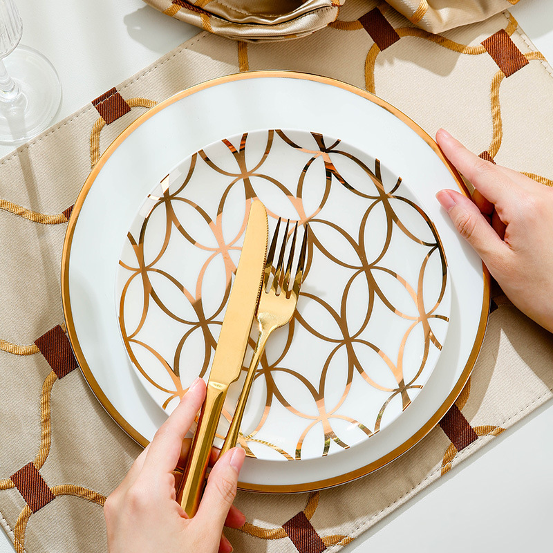Tableware set Set Table Bone China Western plate Restaurant Steak plate placemat Red wine glass ceramic tableware BS-62