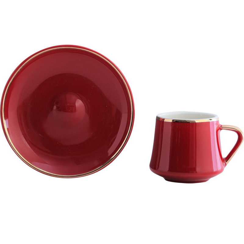 Wide Phnom Penh Mini espresso cup Creative Turkish ceramic coffee cup saucer 80ml Macaron Color cup BS-40